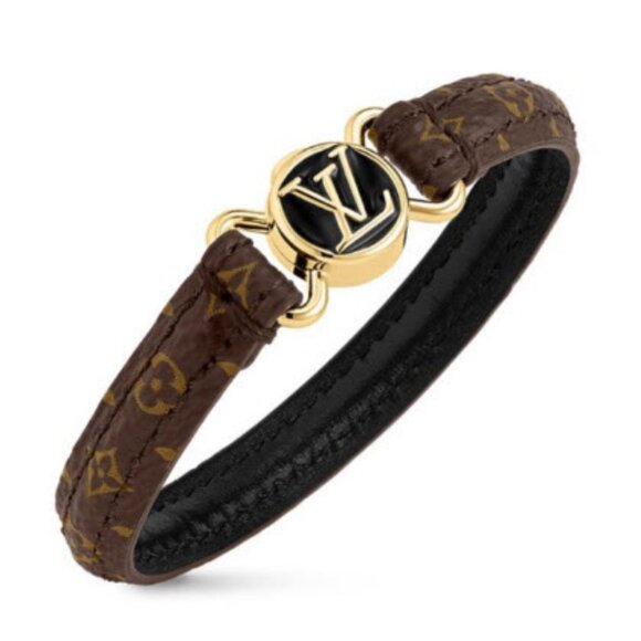 Authentic Louis Vuitton M8026 BC0223 Brown Gold LV Monogram Clic IT Bracelet - Picture 2 of 10